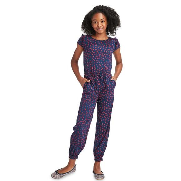 Vineyard Vines Holly Berry Cherry Print Jumpsuit Girls Size 16 Short Sleeve - Picture 1 of 8
